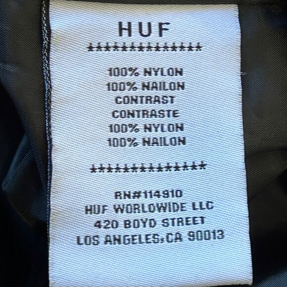 HUF Camo Jacket Windbreaker Mens Med Green Black Streetwear Urban Utility Skater - Picture 16 of 16